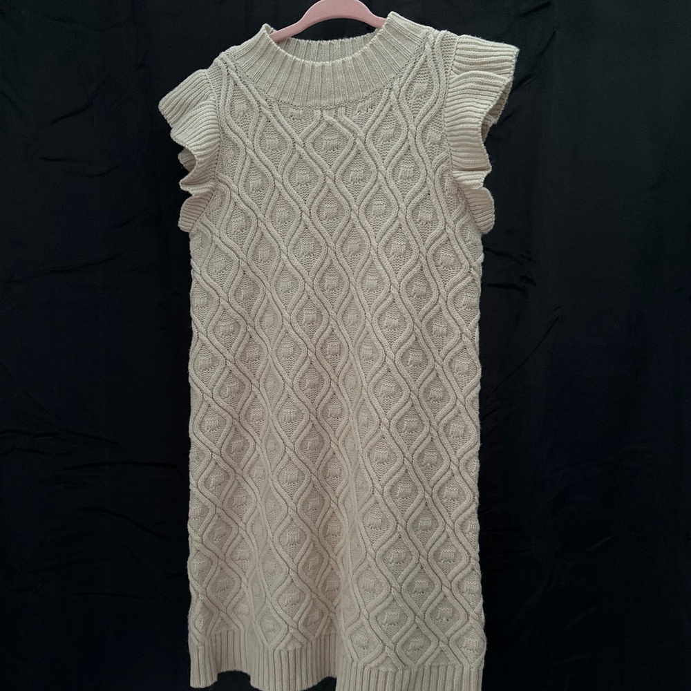 Evsie, girls beige knit sweater dress, Size S